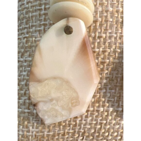 Vintage 14kt GF Dangle Earrings Tagua Nut Cream Natural Pierced Estate 2" 5.12g - Picture 2 of 7